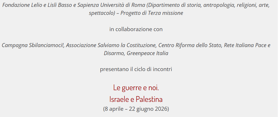 Le guerre e noi. Israele e Palestina